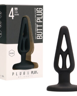 PLUG ANAL EM SILICONE PLUG & PLAY 4” PRETO