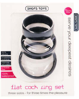 CONJUNTO DE ANÉIS PARA O PÉNIS FLAT COCK RINGS SET PRETOS