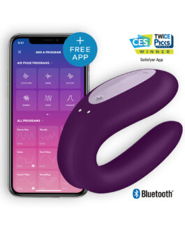 VIBRADOR DOUBLE JOY COM APP SATISFYER ROXO