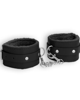 ALGEMAS OUCH! PLUSH LEATHER WRIST CUFFS PRETAS