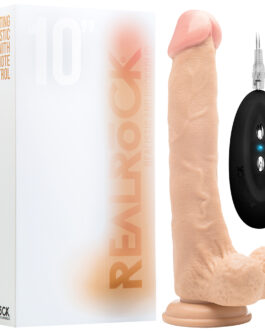 VIBRADOR REALÍSTICO COM TESTÍCULOS REALROCK 10? BRANCO