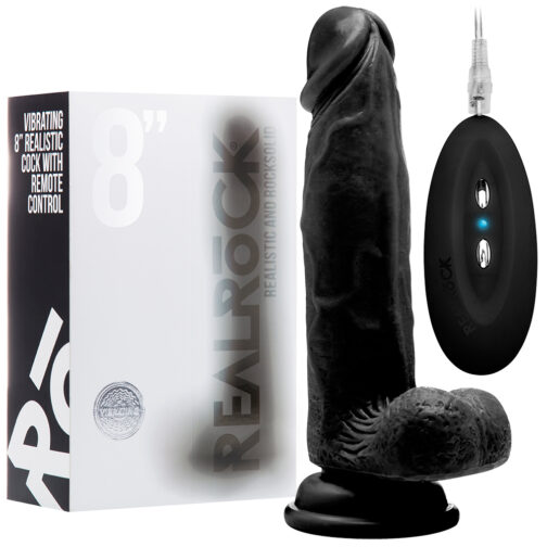 VIBRADOR REALÍSTICO COM TESTÍCULOS REALROCK 8? PRETO - Image 2