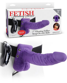 STRAP-ON OCO COM VIBRAÇÃO E TESTÍCULOS 7 FETISH FANTASY SERIES ROXO