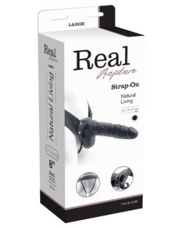 STRAP-ON OCO COM VIBRAÇÃO E TESTÍCULOS REAL RAPTURE AIR FEELING 8 PRETO