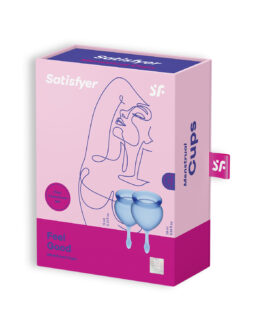 CONJUNTO DE 2 COPOS MENSTRUAIS FEEL GOOD SATISFYER AZUL ESCURO