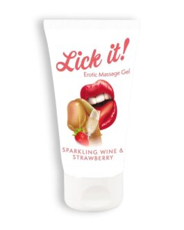 LUBRIFICANTE BEIJÁVEL LICK-IT MORANGO E CHAMPANHE 50ML