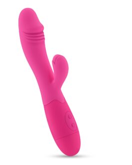 VIBRADOR RECARREGÁVEL COM ESTIMULADOR DE CLITÓRIS BLOSSOMS ROSA CHOQUE E LUBRIFICANTE À BASE DE ÁGUA INCLUÍDO CRUSHIOUS