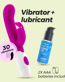 VIBRADOR COM ESTIMULADOR DE CLITÓRIS JIGGLIE E LUBRIFICANTE À BASE DE ÁGUA INCLUÍDO CRUSHIOUS