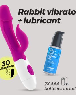 VIBRADOR COM ESTIMULADOR DE CLITÓRIS MOCHI ROXO E LUBRIFICANTE À BASE DE ÁGUA INCLUÍDO CRUSHIOUS