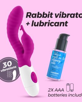 VIBRADOR COM ESTIMULADOR DE CLITÓRIS GUMMIE ROXO E LUBRIFICANTE À BASE DE ÁGUA INCLUÍDO CRUSHIOUS