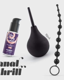 ANAL THRILL DUCHE ANAL 90ML COM LUBRIFICANTE ANAL 50ML E TIRA DE 10 PÉROLAS ANAIS CRUSHIOUS