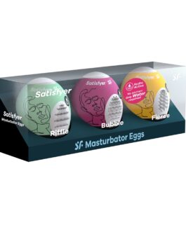 PACK DE 3 MASTURBADOR MASTURBATOR EGG RIFFLE, BUBBLE E FIERCE SATISFYER