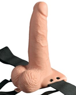 ARNÊS COM DILDO OCO RECARREGÁVEL 6 HOLLOW RECHARGEABLE STRAP-ON COM COMANDO FETISH FANTASY SERIES