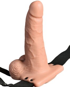 ARNÊS COM DILDO OCO RECARREGÁVEL 6 HOLLOW RECHARGEABLE STRAP-ON COM COMANDO FETISH FANTASY SERIES