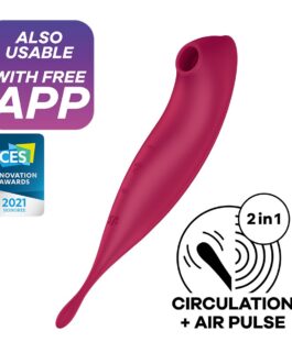 VIBRADOR TWIRLING PRO SATISFYER COM APLICAÇÃO CONNECT VERMELHO